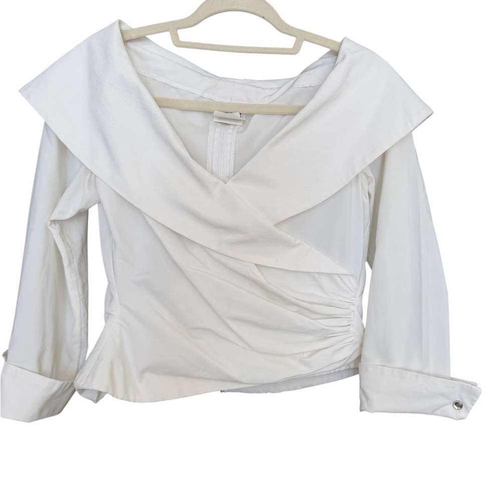 Tadashi Shoji White Wrap Blouse